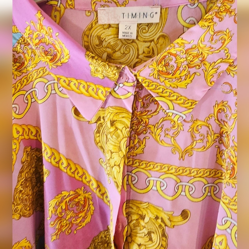 Timing Pink and Gold Patterned Blouse - Picture 6 of 7